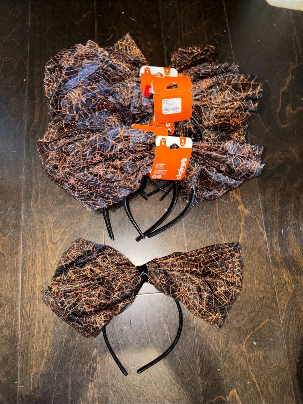 Claire's Black and Orange Spiderweb Bow Headbands